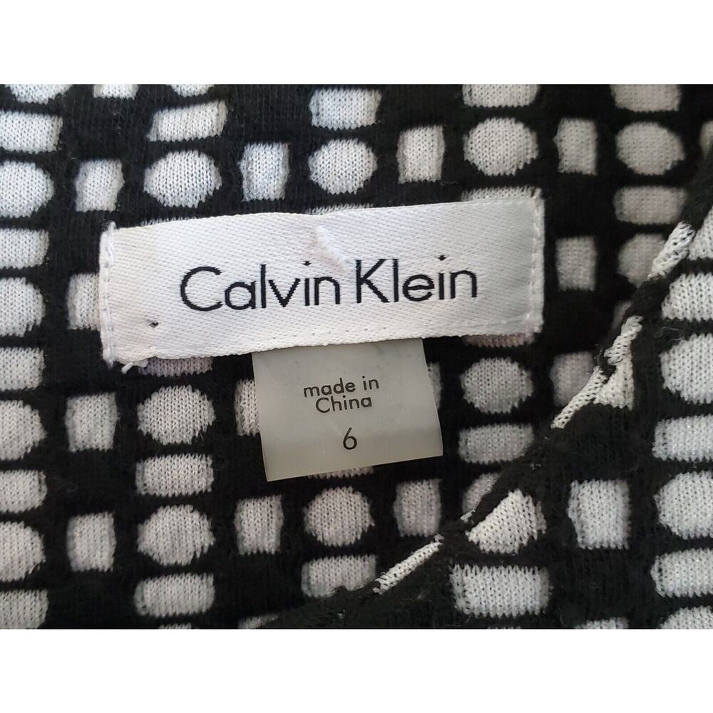 CALVIN KLEIN Women's 6 Dress Fit & Flare Black White Knit Sleeveless Back Zipper - Picture 3 of 7